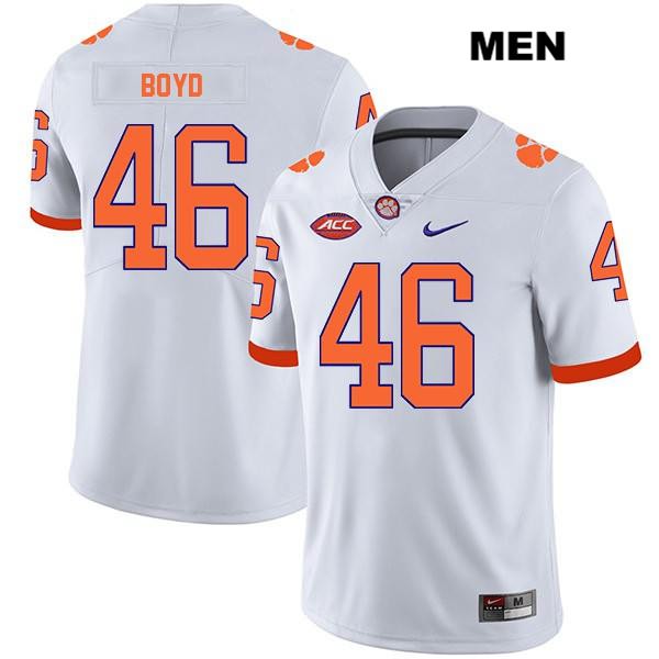 Men's Clemson Tigers #46 John Boyd Stitched White Legend Authentic Nike NCAA College Football Jersey AFI3046VZ